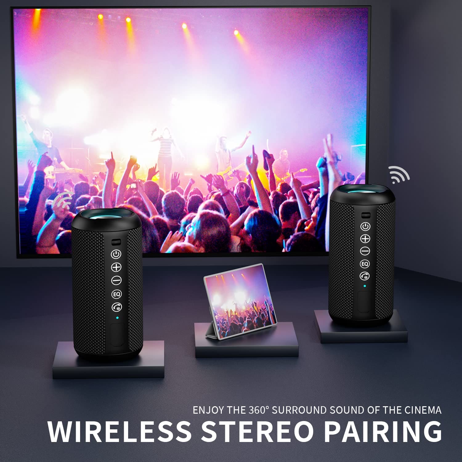 Ortizan Portable Bluetooth Speakers, IPX7 Waterproof Wireless Speaker with 24W Loud Stereo Sound, Deep Bass, Bluetooth 5.3, RGB Lights, Dual Pairing, 30H Playtime for Home, Outdoor, Party EBUYSTT
