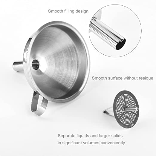 Cosmos 4 inch Stainless Steel Kitchen Funnel Metal Funnel with Removable Filter Rustproof Stainless Steel Funnel for Filtering-MF4 Hannah's Variety Store