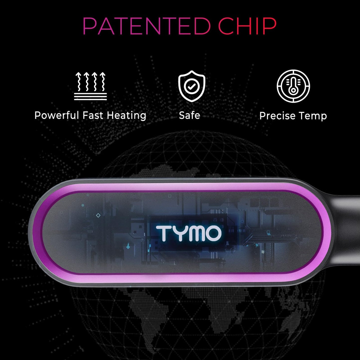 Hair Straightener Brush, TYMO Ring Hair Straightener Comb Straightening Brush for Women with 5 Temps 20s Fast Heating & Dual Voltage TYMO