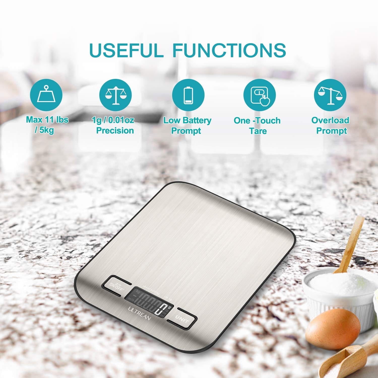 Ultrean Food Scale, Digital Kitchen Scale Weight Grams and Ounces for Baking and Cooking, 6 Units with Tare Function, 11lb (Batteries Included) - WIL-204 Pie's Variety Store
