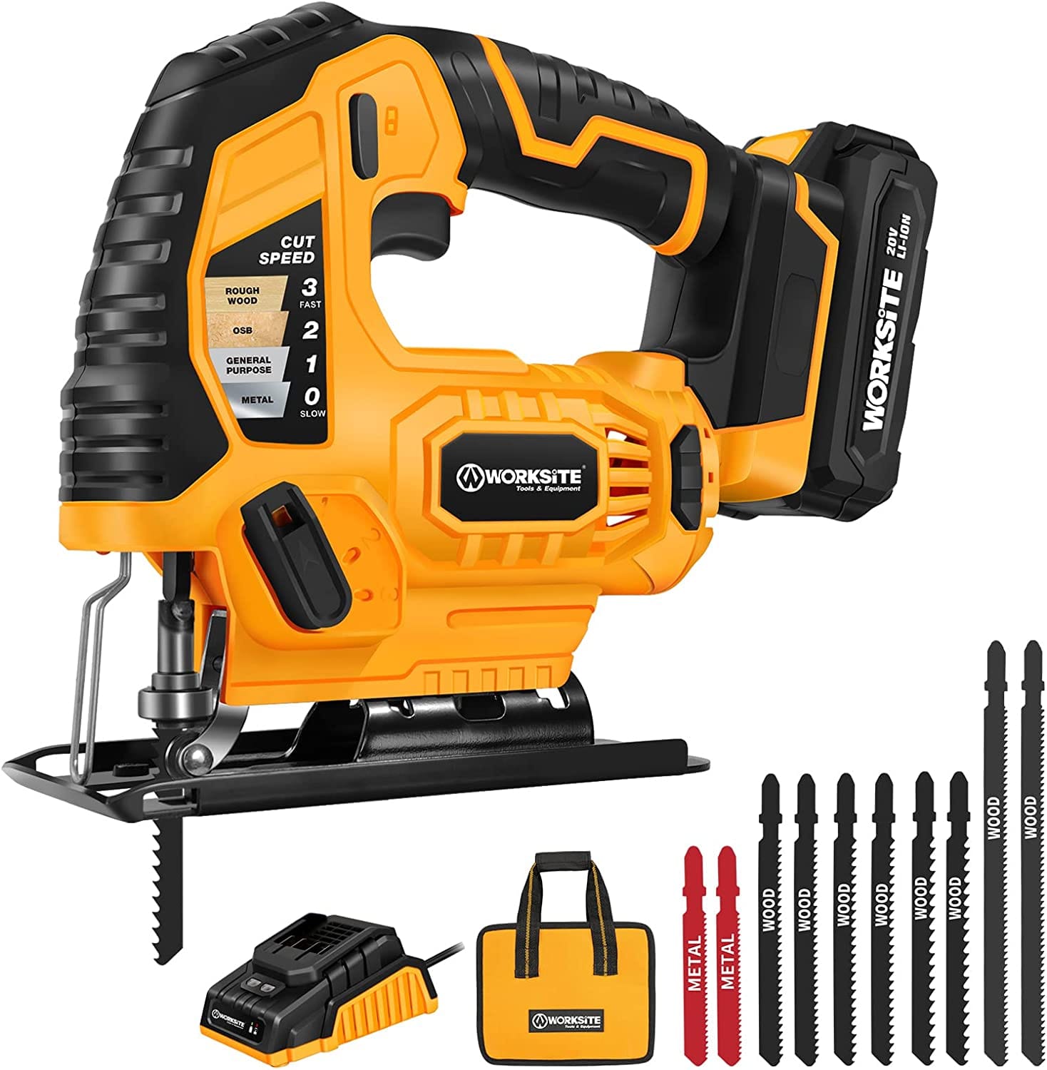 Worksite 600w Jig Saw with 65mm Working Capacity. Ideal For the Professional Tradesman. Use in Woodworking, Craft Projects, DIY Projects, Metal Cutting And Many More- CJS326 Worksite Power Tools