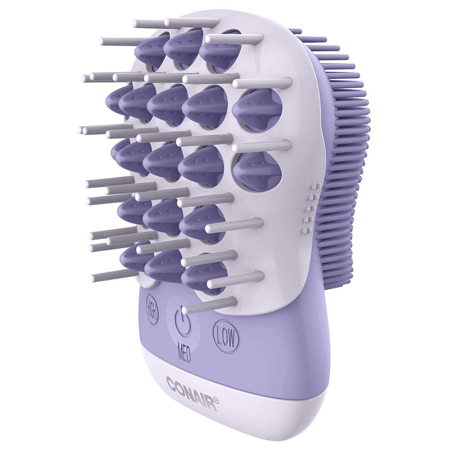 True Glow by Conair Hair Scalp Massager with Removable Detangling Silicone Comb, Shampoo Brush & Body Exfoliator - FCB10