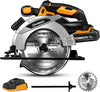Worksite Cordless Circular Saw 20V, 2.0AH Battery and FAST Charger. High-Performance Motor delivers 4000 RPM’s for aggressive cutting. 6-1/2″” Carbide Tooth Blade delivers a 2-1/8′ cutting capacity. - CCS334