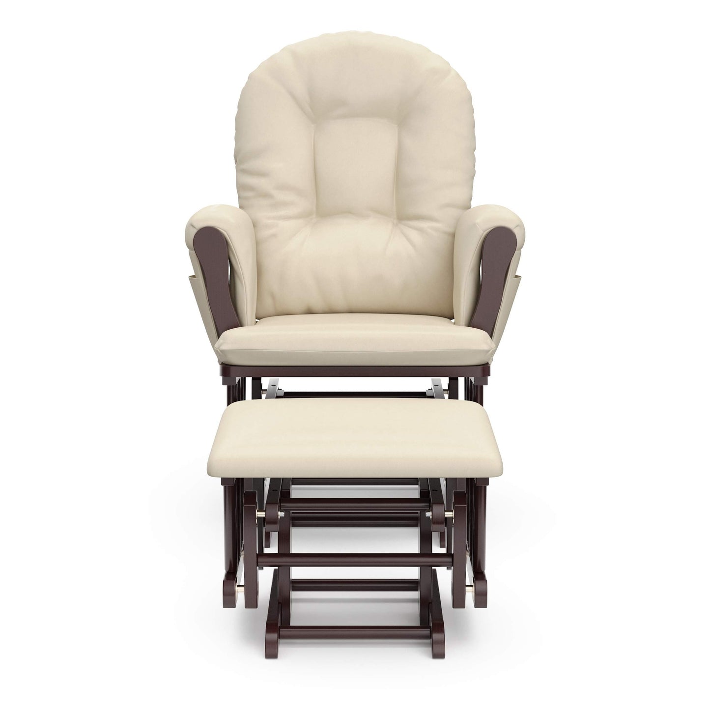 Storkcraft Premium Hoop Glider and Ottoman (Espresso, Beige) – Padded Cushions with Storage Pocket, Smooth Rocking Motion, Easy to Assemble, Solid Hardwood Base ebuys