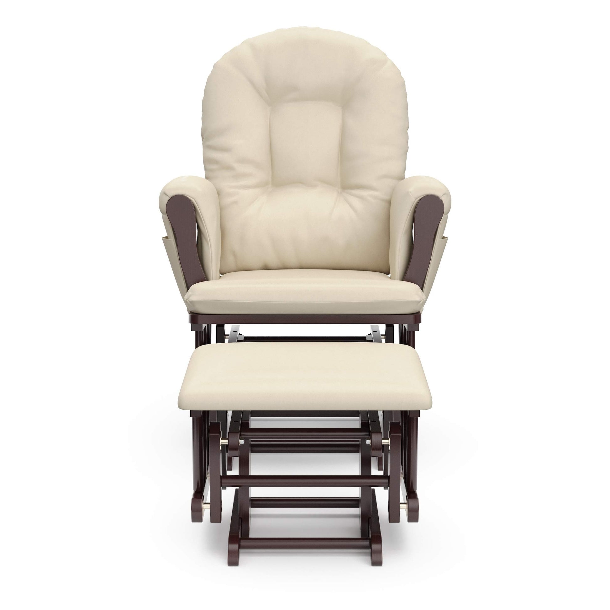 Storkcraft Premium Hoop Glider and Ottoman (Espresso, Beige) – Padded Cushions with Storage Pocket, Smooth Rocking Motion, Easy to Assemble, Solid Hardwood Base ebuys