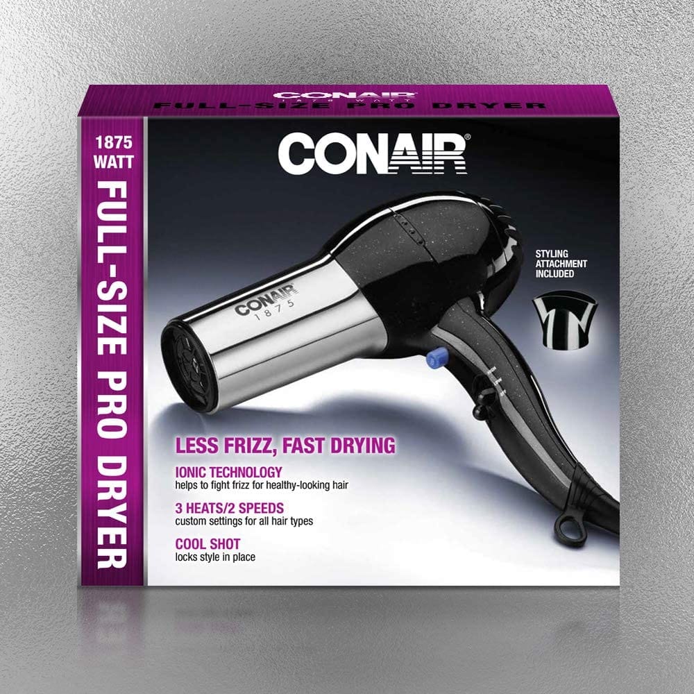Conair 256X Ionic 1875-Watt Turbo Styler Black/Chrome Ionic conditioning minimizes static electricity in your hair, making it silky and shiny without overheating it. - 256N Pie's Variety Store