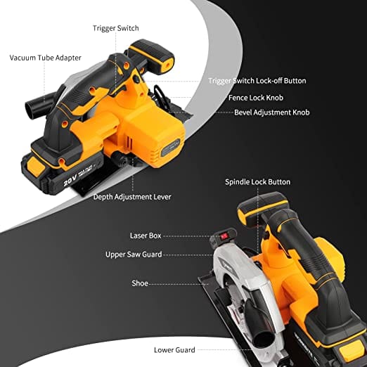 Worksite Cordless Circular Saw 20V, 2.0AH Battery and FAST Charger. High-Performance Motor delivers 4000 RPM’s for aggressive cutting. 6-1/2″” Carbide Tooth Blade delivers a 2-1/8′ cutting capacity. - CCS334 Worksite Power Tools