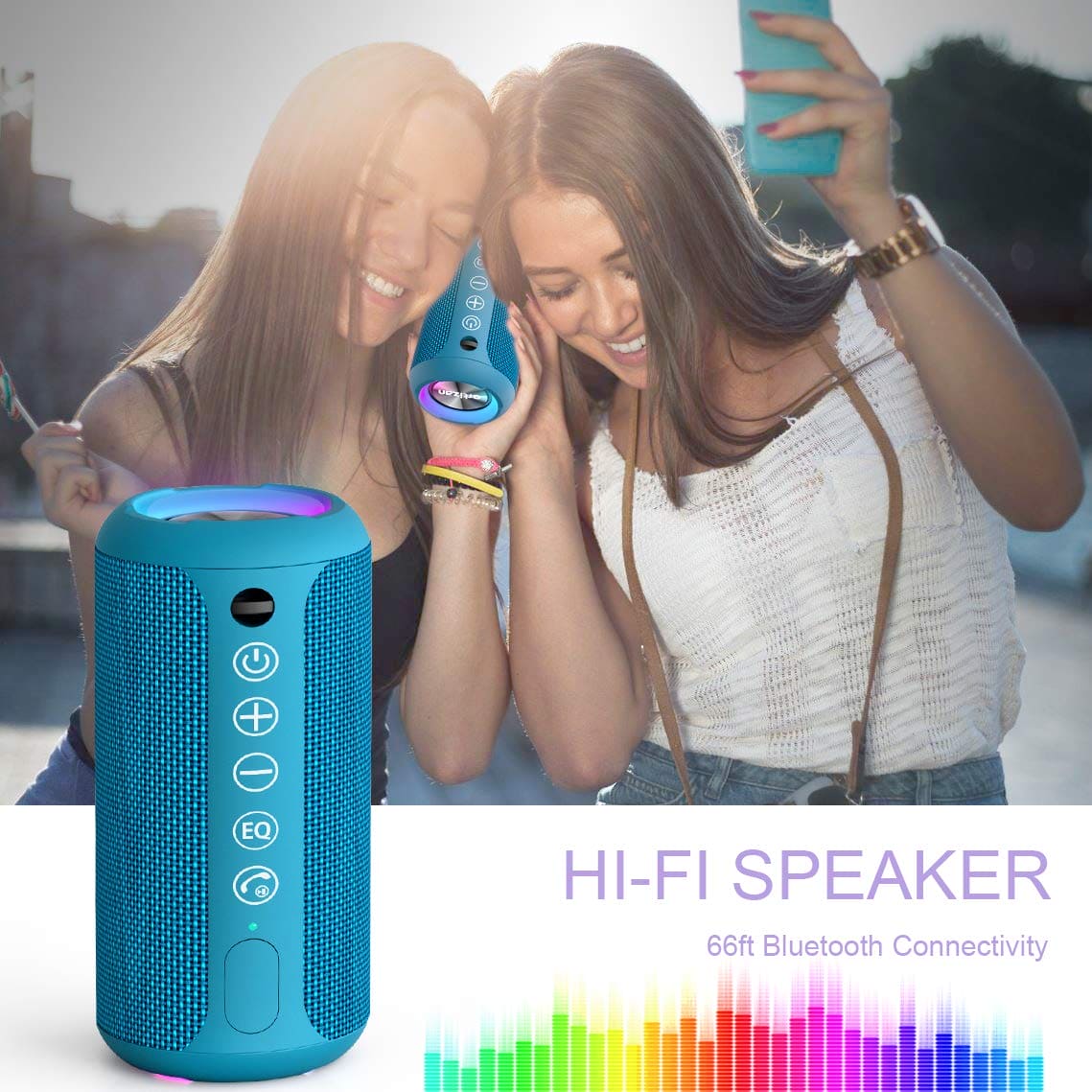 Ortizan X8PRO & X10 Blue, Portable Wireless Bluetooth Speakers, IPX7 Waterproof Shower Speaker with Deep Bass/LED Light/30H Battery/TF Card/AUX, True Wireless Stereo Speaker for Indoor&Outdoor EBUYSTT
