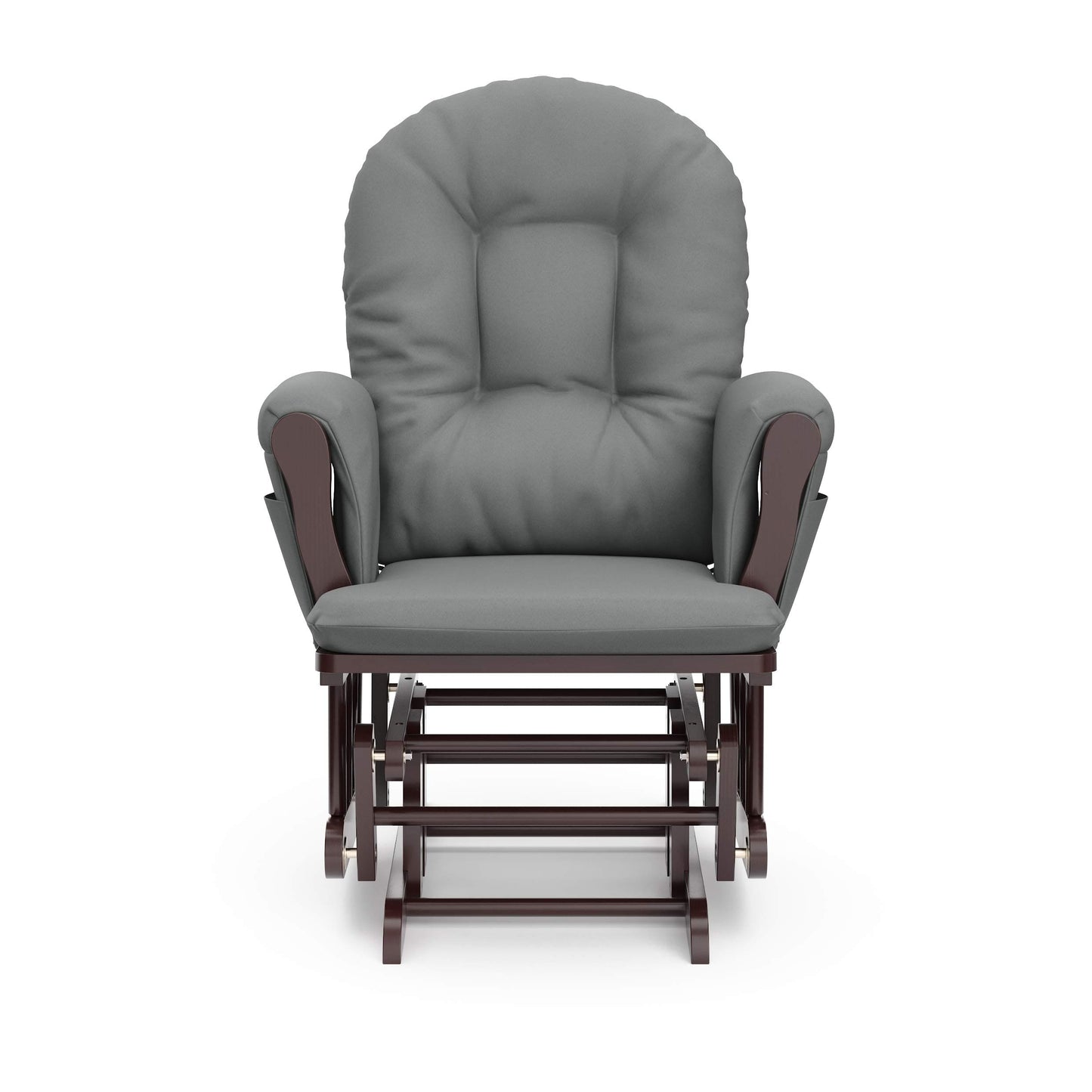 Storkcraft Premium Hoop Glider and Ottoman (Espresso Base, Gray Cushion) – Padded Cushions with Storage Pocket, Smooth Rocking Motion, Easy to Assemble, Solid Hardwood Base ebuys