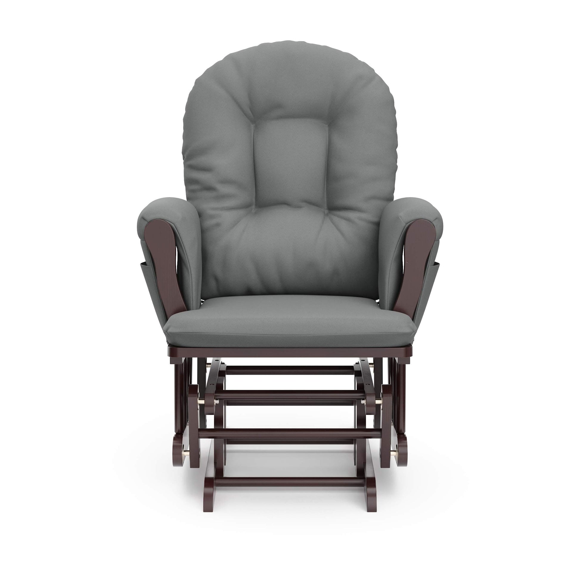 Storkcraft Premium Hoop Glider and Ottoman (Espresso Base, Gray Cushion) – Padded Cushions with Storage Pocket, Smooth Rocking Motion, Easy to Assemble, Solid Hardwood Base ebuys