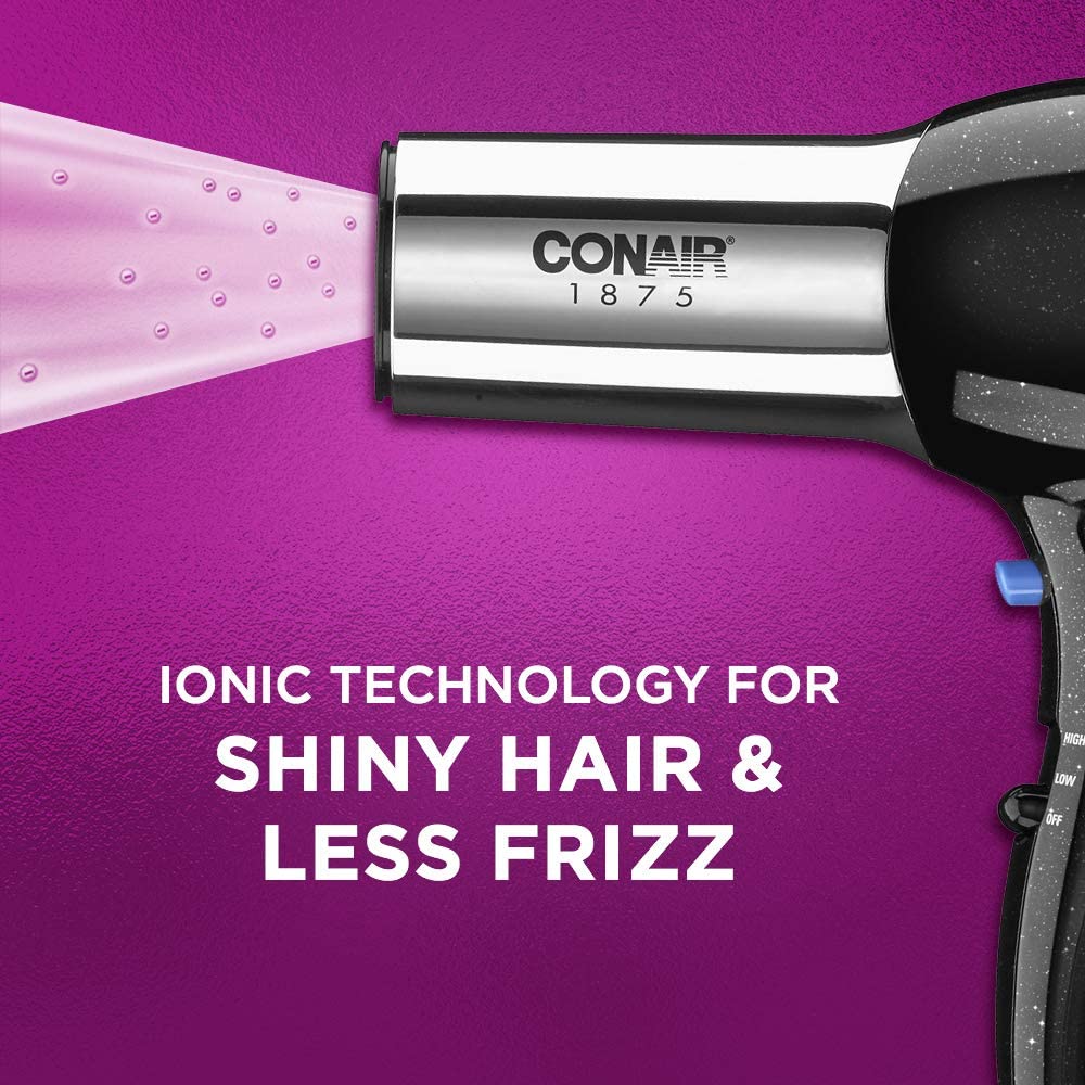 Conair 256X Ionic 1875-Watt Turbo Styler Black/Chrome Ionic conditioning minimizes static electricity in your hair, making it silky and shiny without overheating it. - 256N Pie's Variety Store