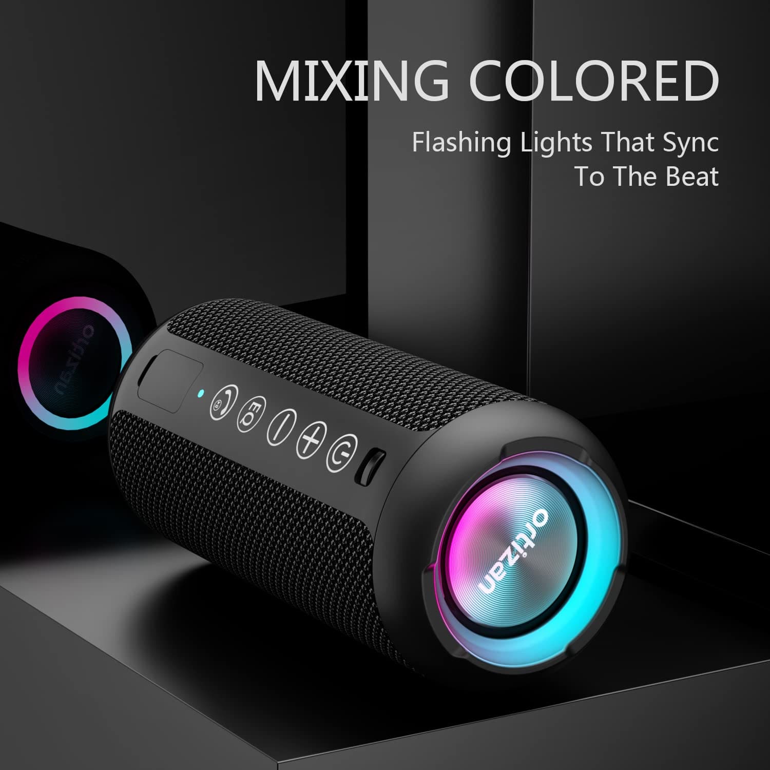 Ortizan Portable Bluetooth Speakers, IPX7 Waterproof Wireless Speaker with 24W Loud Stereo Sound, Deep Bass, Bluetooth 5.3, RGB Lights, Dual Pairing, 30H Playtime for Home, Outdoor, Party EBUYSTT