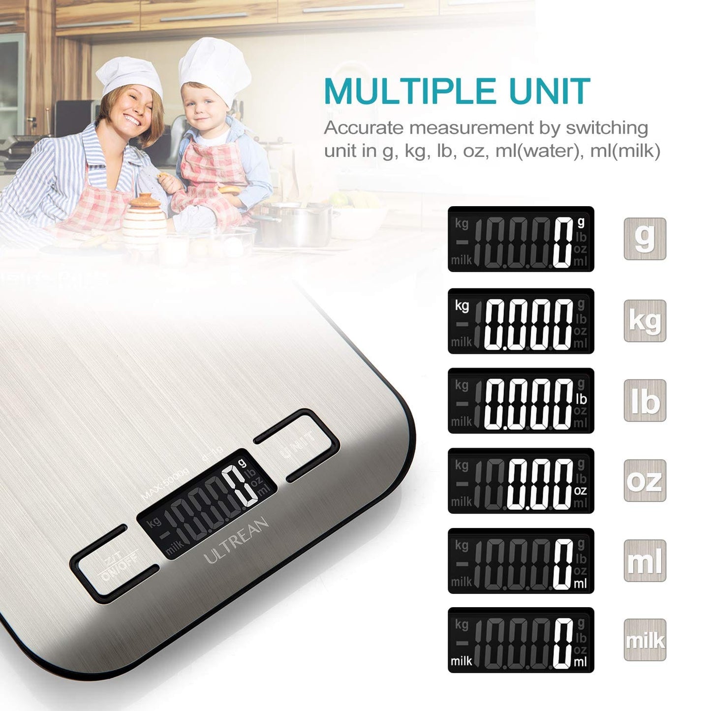 Ultrean Food Scale, Digital Kitchen Scale Weight Grams and Ounces for Baking and Cooking, 6 Units with Tare Function, 11lb (Batteries Included) - WIL-204 Pie's Variety Store