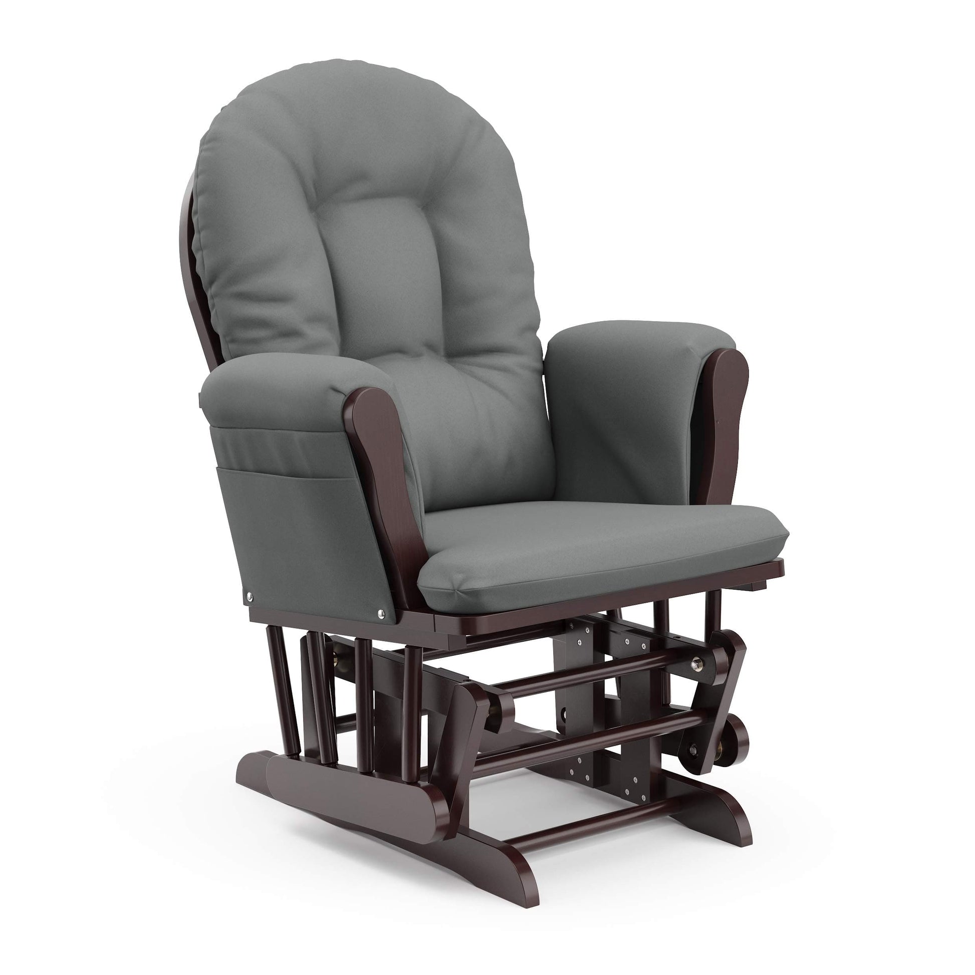 Storkcraft Premium Hoop Glider and Ottoman (Espresso Base, Gray Cushion) – Padded Cushions with Storage Pocket, Smooth Rocking Motion, Easy to Assemble, Solid Hardwood Base ebuys