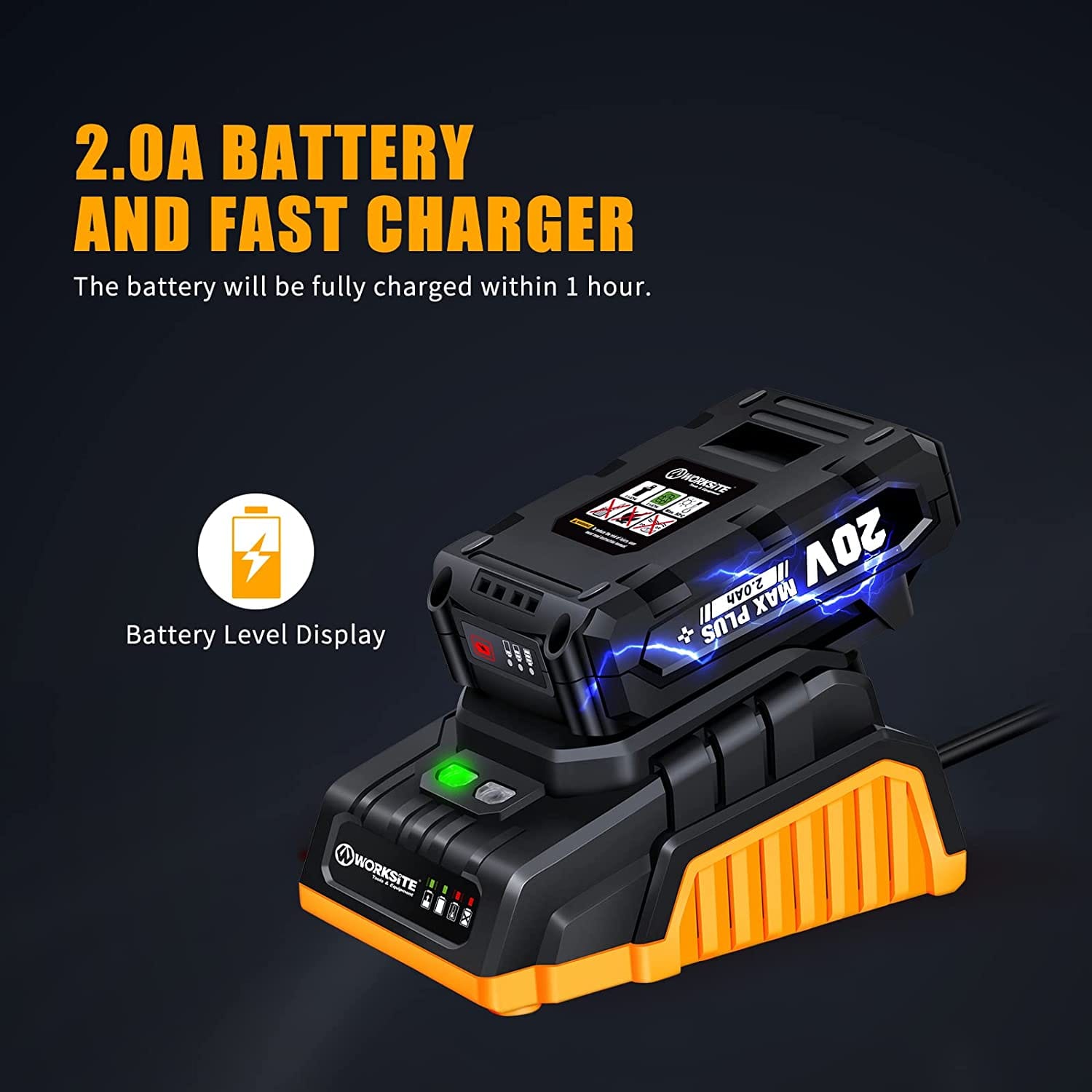 Worksite Cordless Circular Saw 20V, 2.0AH Battery and FAST Charger. High-Performance Motor delivers 4000 RPM’s for aggressive cutting. 6-1/2″” Carbide Tooth Blade delivers a 2-1/8′ cutting capacity. - CCS334 Worksite Power Tools