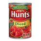 Hunt's Diced Tomatoes 8 Units / 411 g / 14.25 oz Enjoy the delicious taste of Hunt's chopped tomatoes. The flavor of Hunt's plant-ripened tomatoes enhances pizzas, casseroles, stews and chili con carne-176219 Hannah's Variety Store