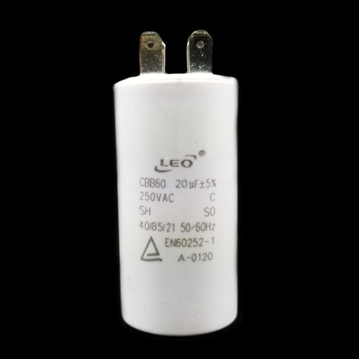 Capacitor for electric motors 20 Mfd uF (microfarads) 250VAC Plastic Case with terminals CBB60 Round Universal fit water pumps - MEGA