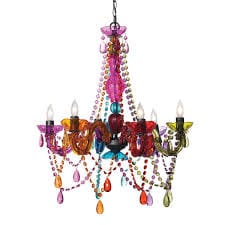THREE CHEERS Chandelier Multi Colour: 6-bulb acrylic chandelier turns any girl's room into a glam-o-rama palace - 78300