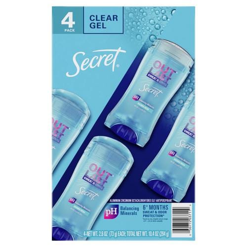 Secret Deodorant Outlast Clear Gel 4 Units / 2.6 oz / 73 g Start your day with confidence with a quick swipe of Secret Outlast Antiperspirant and Deodorant-445033