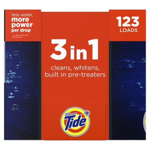 Tide Ultra Oxi Liquid Detergent 4.87 L / 165 oz / 123 Loads  This liquid detergent for high-efficiency clothing removes visible and invisible dirt of your clothes, providing you with a cleaning that you can trust-444937