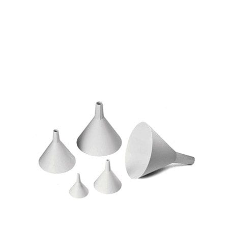 Tablecraft  5-Piece White Plastic Funnel Set This Tablecraft 5 white plastic funnel set is a necessity for any kitchen or restaurant-TABL-5 Hannah's Variety Store
