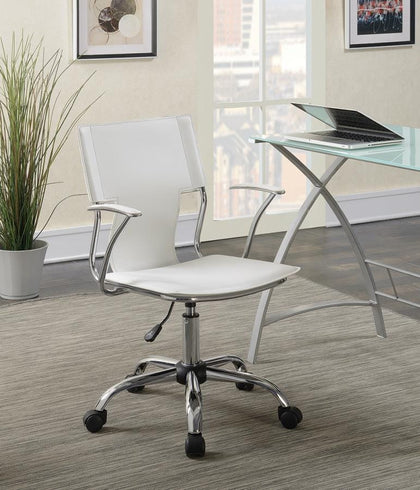 Adjustable Height Office Chair White And Chrome - 801363