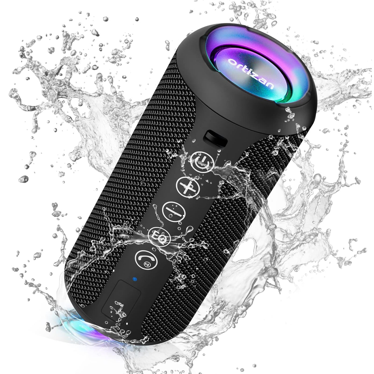 Ortizan Portable Bluetooth Speakers, IPX7 Waterproof Wireless Speaker with 24W Loud Stereo Sound, Deep Bass, Bluetooth 5.3, RGB Lights, Dual Pairing, 30H Playtime for Home, Outdoor, Party EBUYSTT