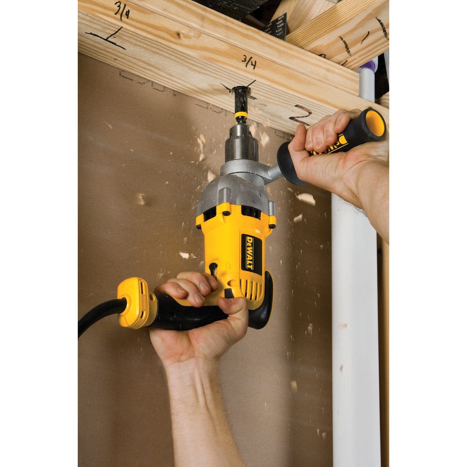 Dewalt 1/2 IN. (13 MM.) 1200 Watts Variable Speed Reversible Pistol Grip Drill - functions well for both steel and wood applications, when working with a spade or auger bit in wood, it offers a 1-1/2-inch capacity - DWD210G MEGA