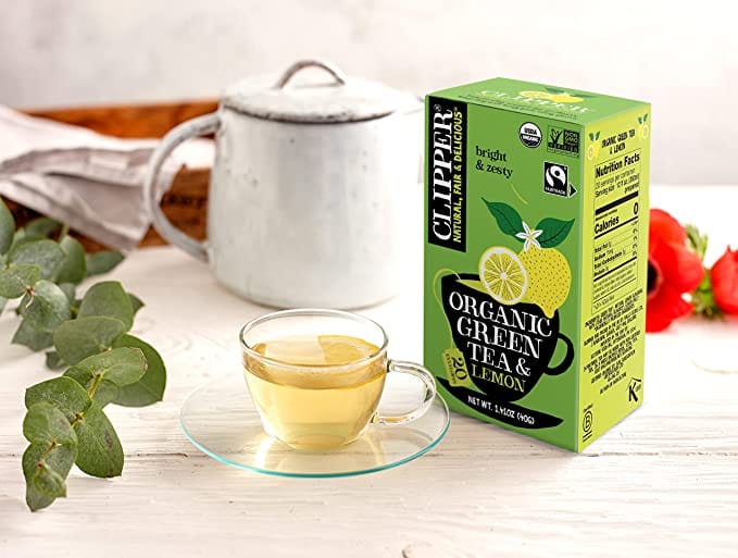 Clipper Tea Organic Fairtrade Green Tea Lemon - USDA Organic, Non-GMO, Fair  Trade, Sustainable Caffeinated Tea, 1 Pack, 20 Unbleached Tea Bags