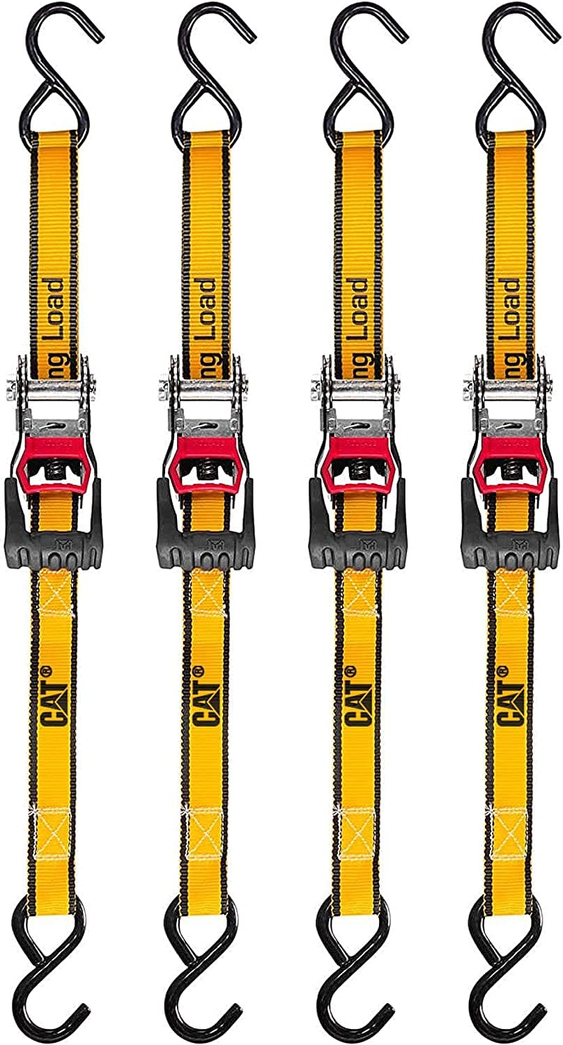 CAT Ratchet Tie Down 12  x 1 inch  4 Units  This 4 Piece set features 12 feet long x 1 inch wide straps with 600 pound working strength/1,800 pound breaking strength and is designed and built to perform in the most demanding tasks and conditions  -423255