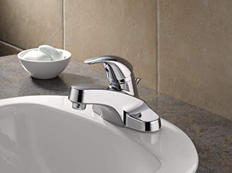 Peerless Centerset Bathroom Faucet Chrome, Bathroom Sink Faucet, Single Handle, Drain Assembly, Chrome- P136LF MEGA