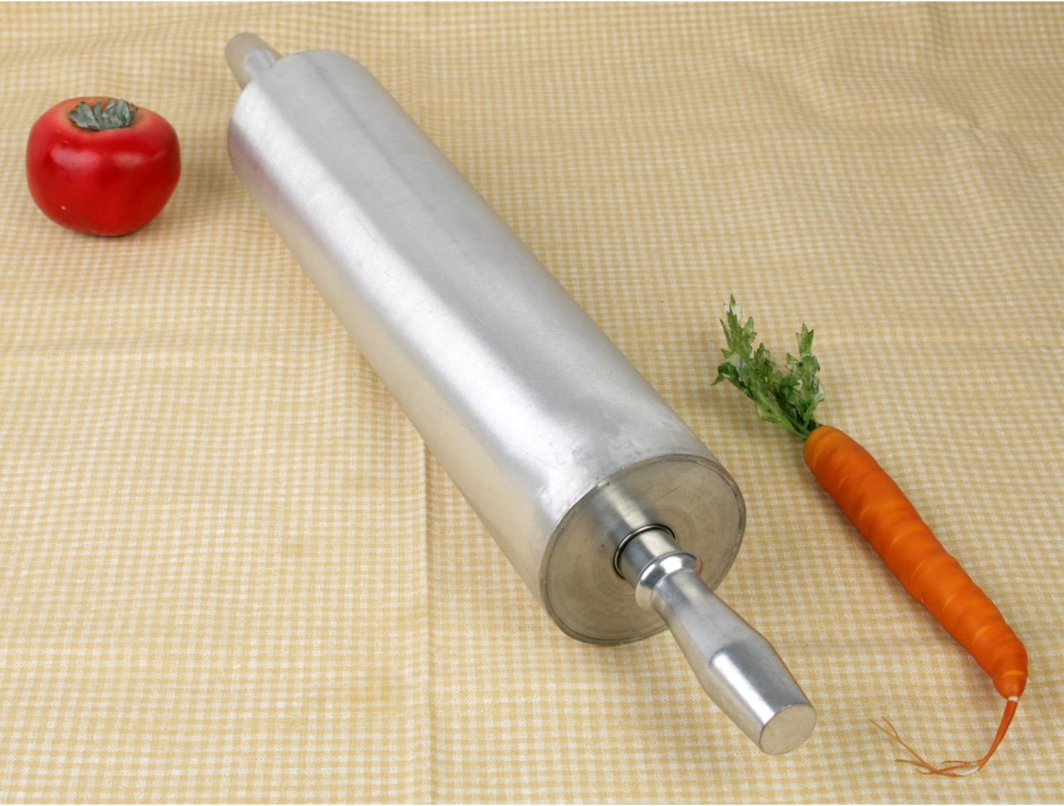 Royal Industries 15 inch Aluminum  Rolling Pin  Rolling pin features a non-stick surface for easy cleaning and smooth motions. Contoured handles feature a comfortable and firm grip  -ROY RP 15 A Hannah's Variety Store