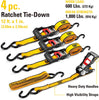 CAT Ratchet Tie Down 12  x 1 inch  4 Units  This 4 Piece set features 12 feet long x 1 inch wide straps with 600 pound working strength/1,800 pound breaking strength and is designed and built to perform in the most demanding tasks and conditions  -423255