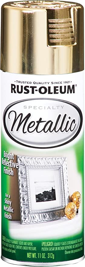 Rust-Oleum Specialty Metallic Silver/Gold Spray Paint, Bright Reflective Finish, Any Angle Spray Nozzle, Indoor and Outdoor Use, 11oz. Ideal for  Wood, Metal, Plaster, Masonry and Unglazed Ceramic - 1915830 MEGA