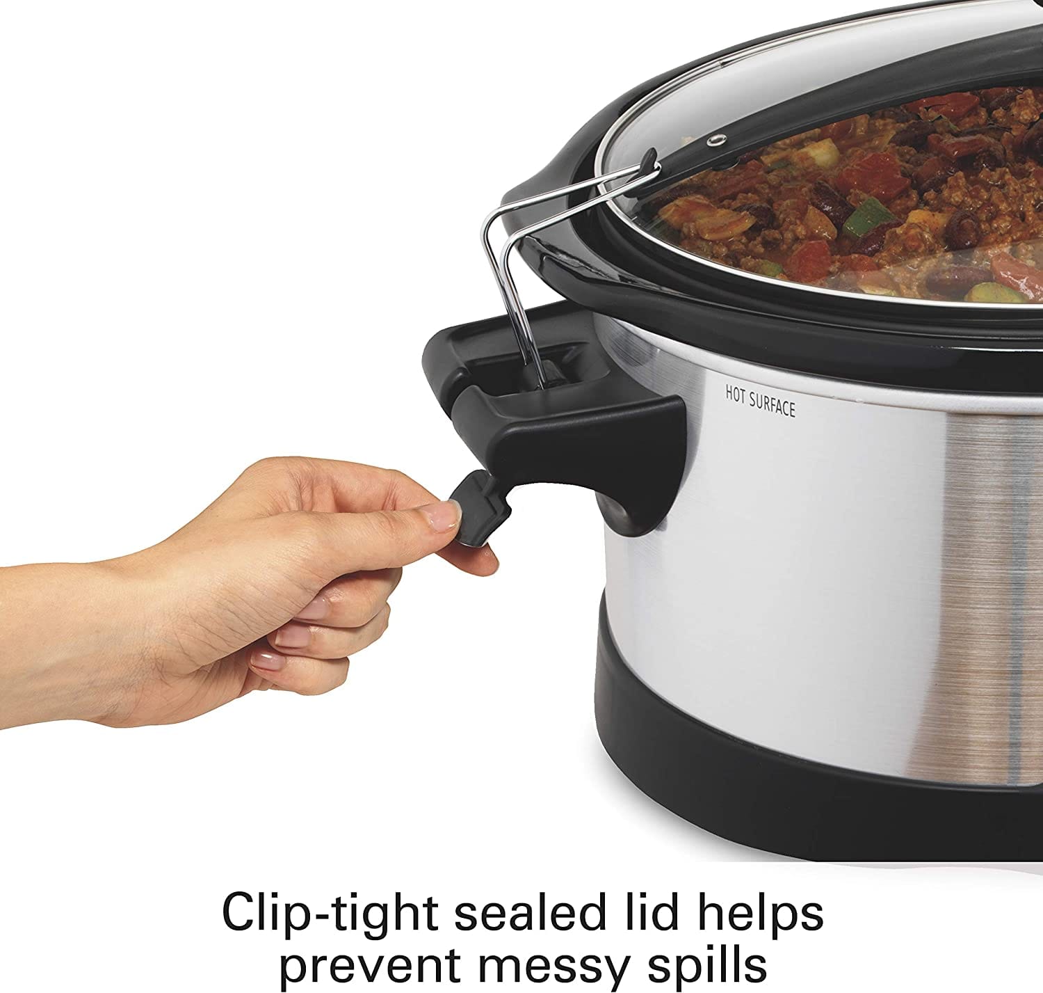 Hamilton Beach Stay or Go Portable 6-Quart Slow Cooker With Lid Lock, Dishwasher-Safe Crock 33262 - 04009433262