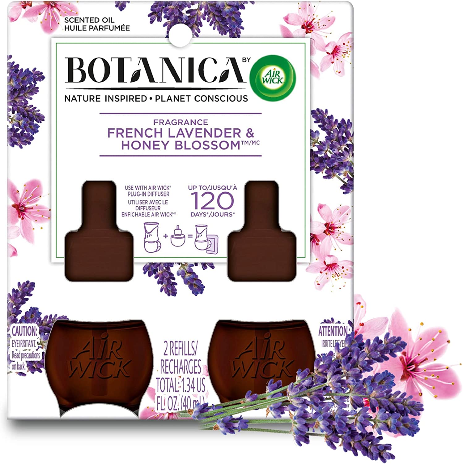Botanica by Air Wick Plug in Scented Oil Refill, 2 Refills, French Lavender and Honey Blossom, Air Freshener, Essential Oils - AWBPISORFLHB2CT
