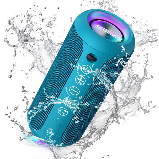 Ortizan X8PRO & X10 Blue, Portable Wireless Bluetooth Speakers, IPX7 Waterproof Shower Speaker with Deep Bass/LED Light/30H Battery/TF Card/AUX, True Wireless Stereo Speaker for Indoor&Outdoor EBUYSTT
