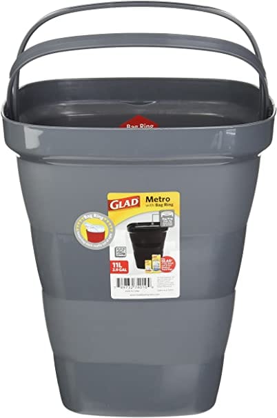 Glad Metro Waste Bin Square with Bag Rig 11L Associated Colour - GLD74010