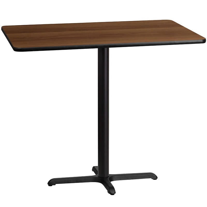 30'' x 48'' Rectangular Black Laminate Table Top with 23.5'' x 29.5'' Bar Height Table Base [XU-BLKTB-3048-T2230B-GG] Fl Furniture