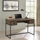 Millbrook 2-Drawer Writing Desk Rustic Oak Herringbone And Gunmetal SKU: 882091 coastmega