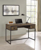 Millbrook 2-Drawer Writing Desk Rustic Oak Herringbone And Gunmetal SKU: 882091