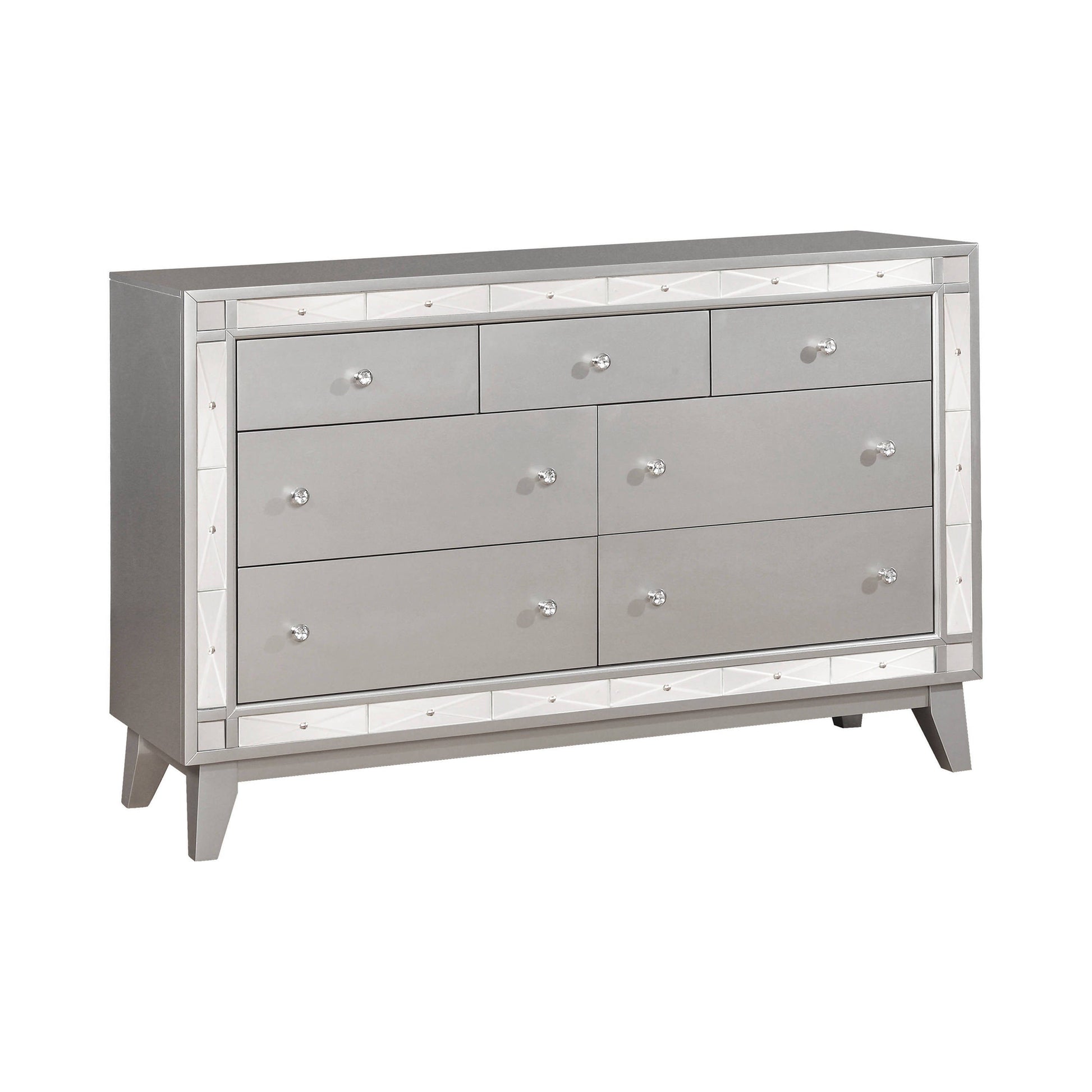 Leighton 7-Drawer Dresser Metallic Mercury Collection: This Stunning Dresser Instantly Dresses Up A Bedroom, Spacious Drawers Allow Plenty Of Space To Store. Leighton SKU: 204923 coastmega