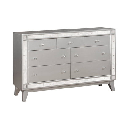 Leighton 7-Drawer Dresser Metallic Mercury Collection: This Stunning Dresser Instantly Dresses Up A Bedroom, Spacious Drawers Allow Plenty Of Space To Store. Leighton SKU: 204923