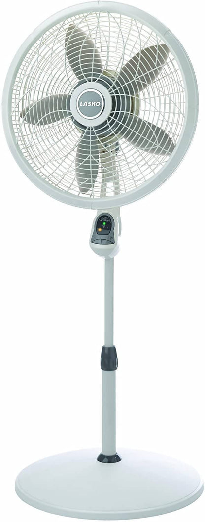 Lasko Pedestal Fan 18" with Remote, Powered by 3 energy efficient speeds, this 5 blade fan with premium grade electric plug in motor is designed to move a lot of air, even on the lowest setting -776776 Hannah Frederick