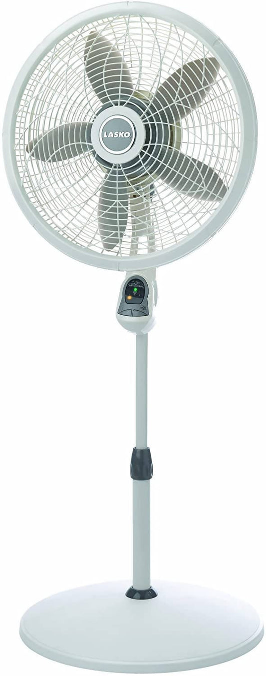 Lasko Pedestal Fan 18" with Remote, Powered by 3 energy efficient speeds, this 5 blade fan with premium grade electric plug in motor is designed to move a lot of air, even on the lowest setting -776776 Hannah Frederick