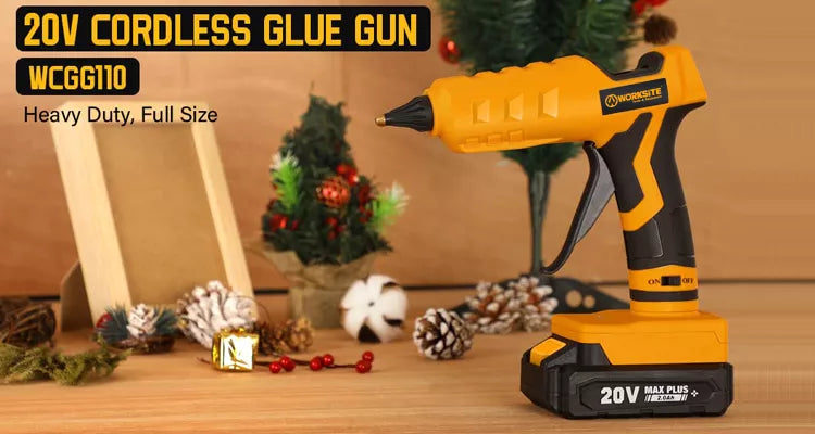 Hot Glue Gun 20V Cordless Glue Gun Full Size with 12 Pcs Glue Sticks for  Arts & Crafts & DIY 2.0 Ah Li-ion Battery and Charger Included WORKSITE  Yellow
