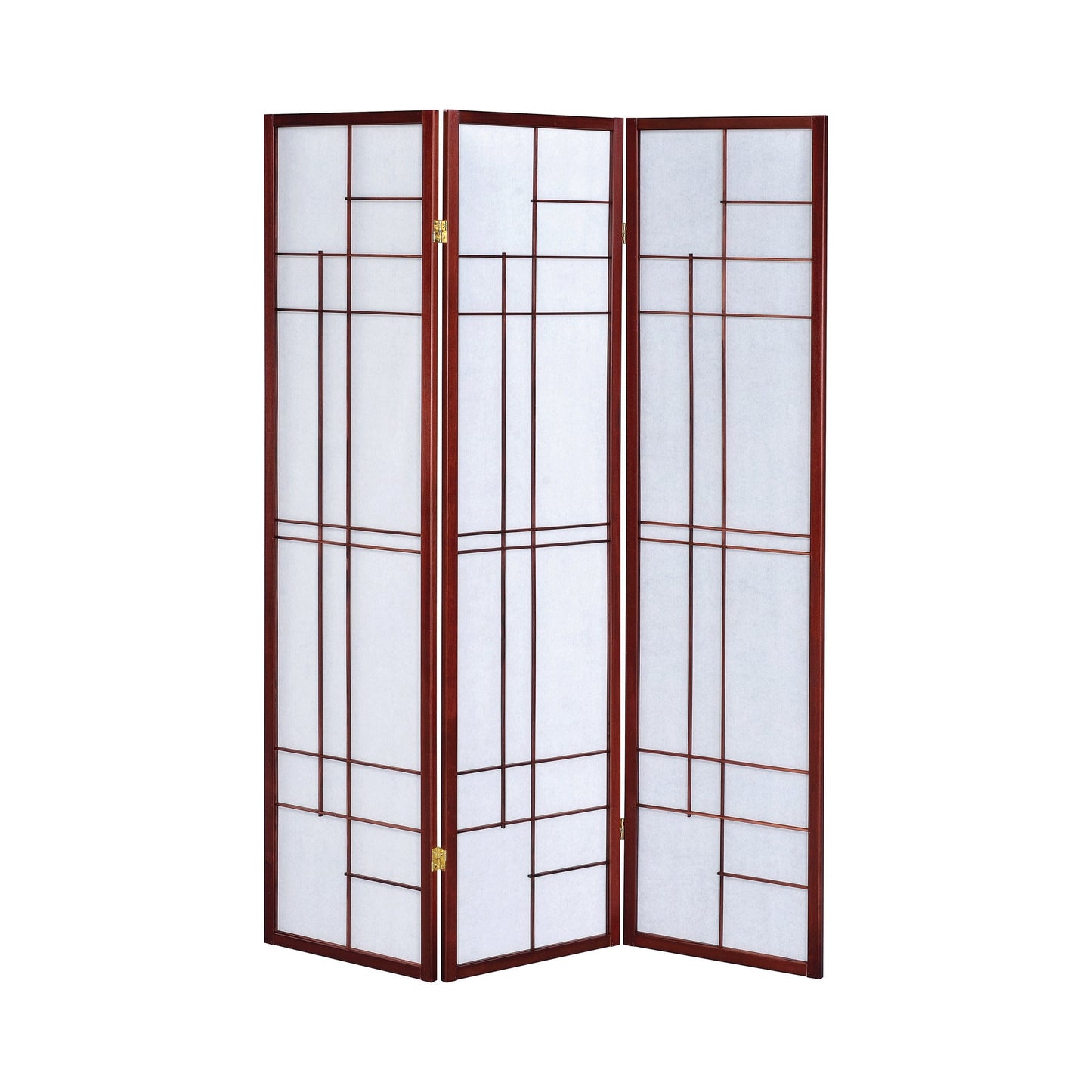 3-Panel Folding Floor Screen White And Cherry Provide a privacy measure or a Room Divider. - 900110 MEGA