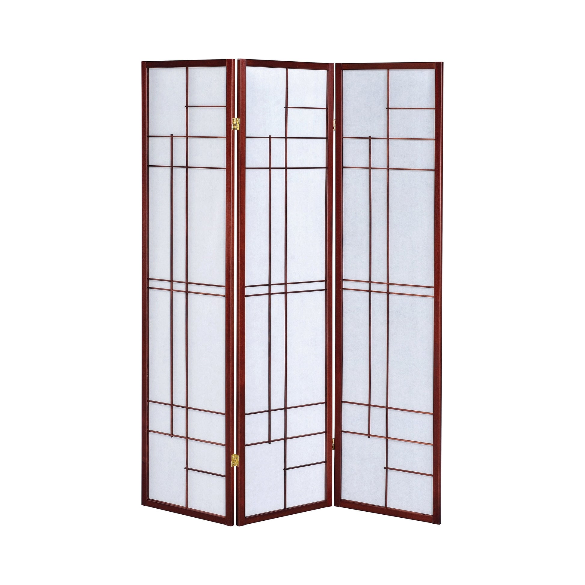 3-Panel Folding Floor Screen White And Cherry Provide a privacy measure or a Room Divider. - 900110 MEGA