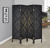 4-Panel Damask Pattern Folding Screen Black SKU: 901632