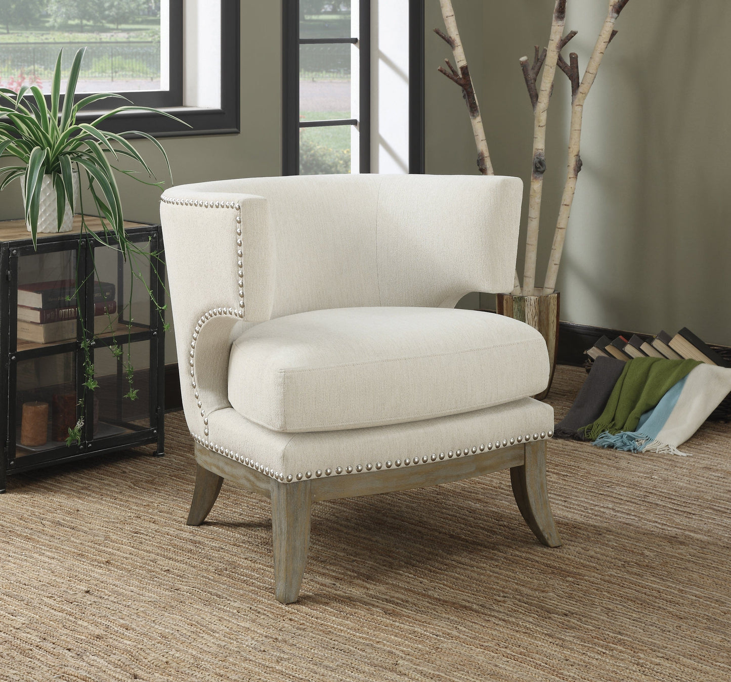 Barrel Back Accent Chair White And Weathered Grey - 902559 ebuystt